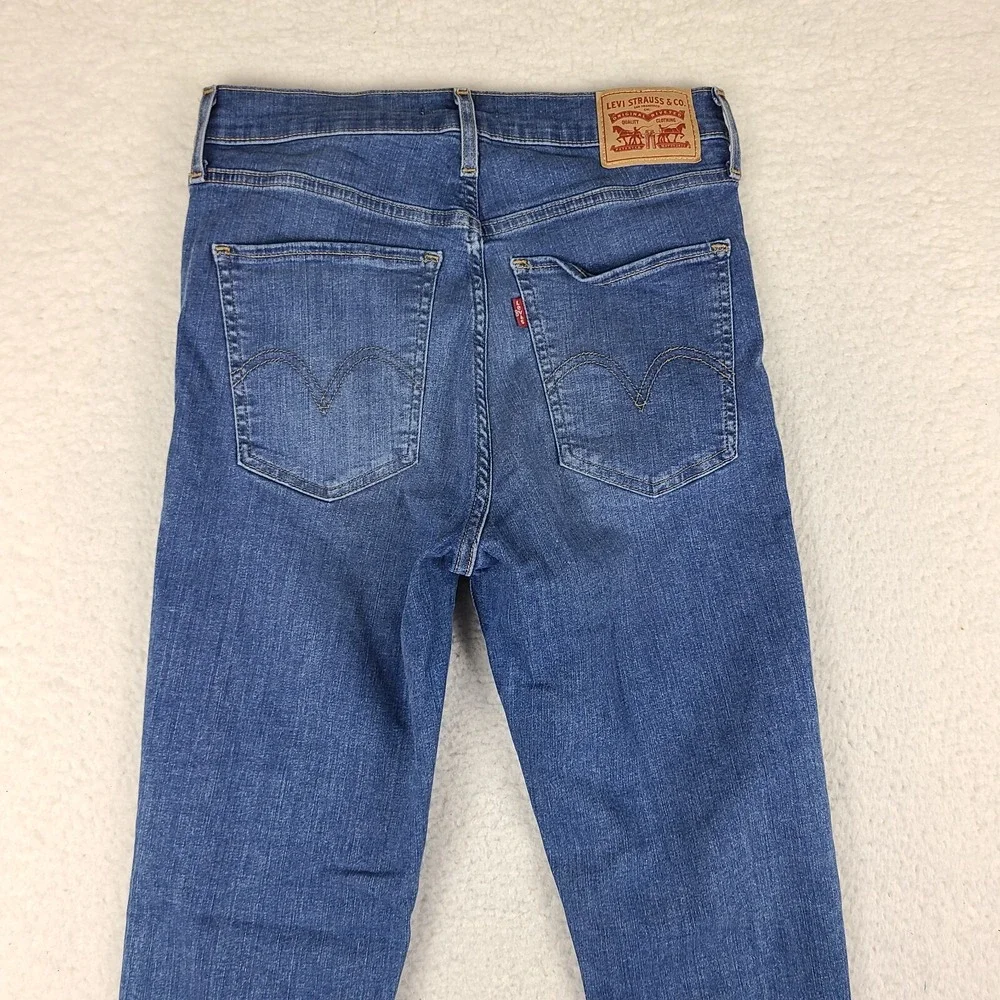Levi's Jeans Womens 29x30 Blue Mile high Super Skinny Fray Medium Wash‎ Denim